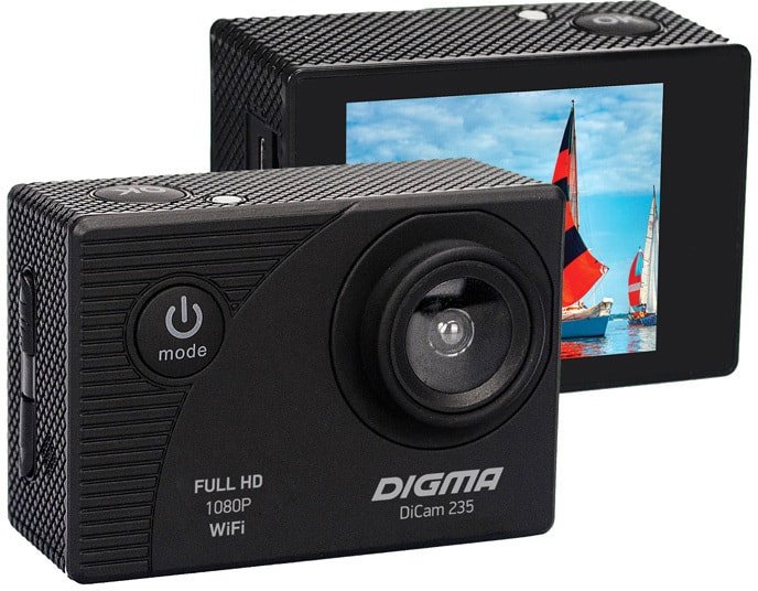 Бюджетная камера DIGMA DiCam 235 спереди и сзади